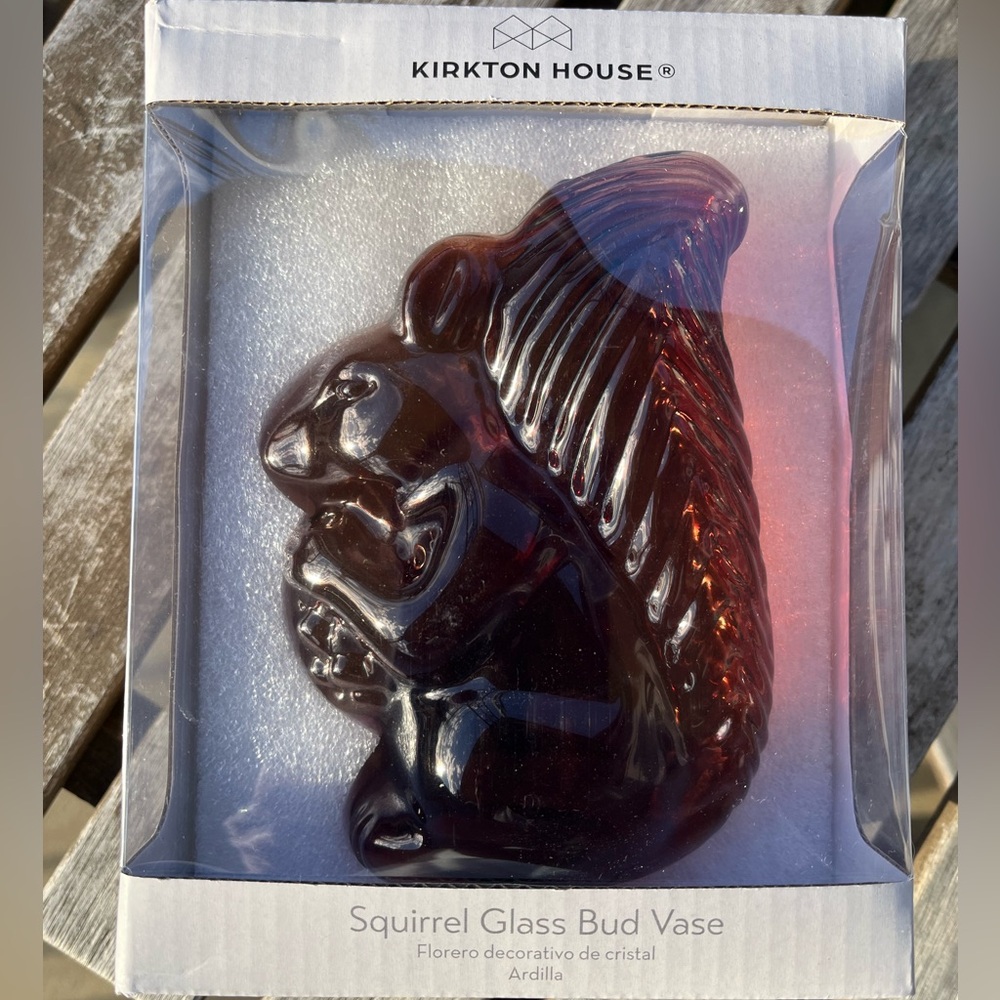 Kirkton House Squirrel Glass Bud Vase - Caramel Brown